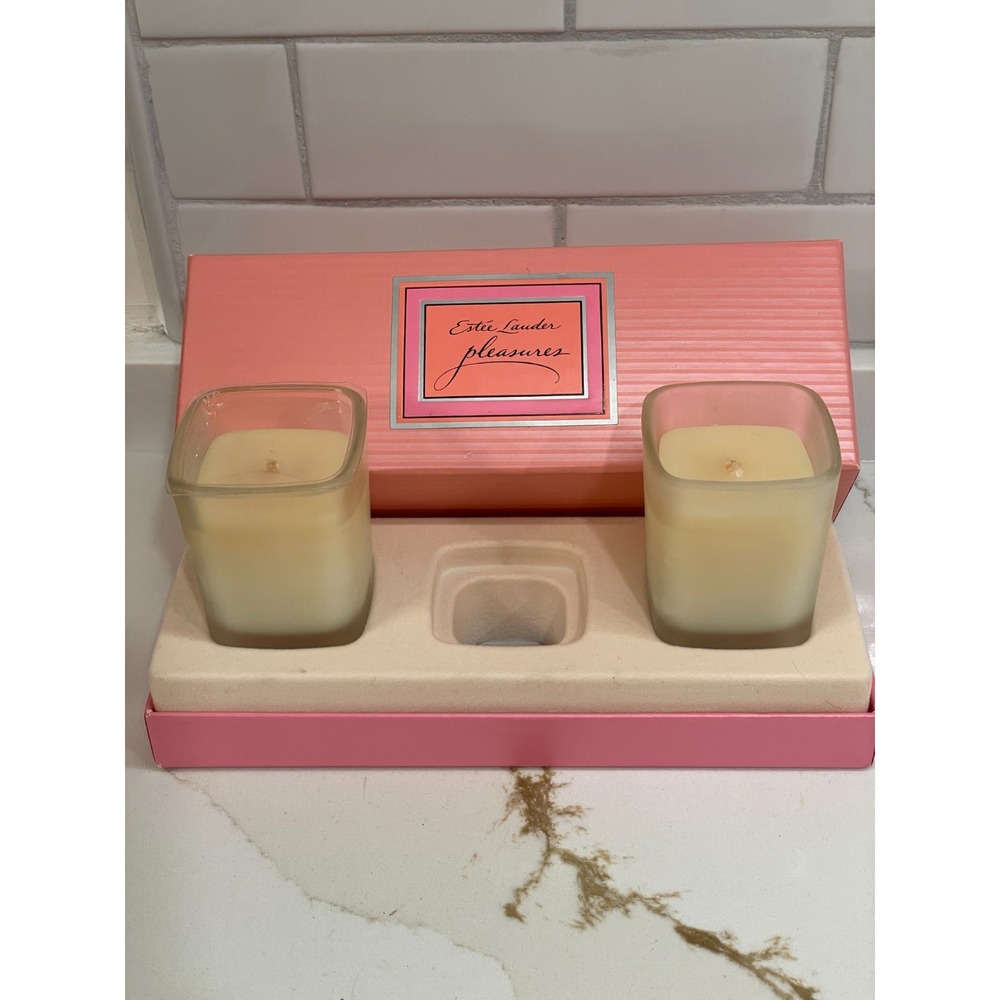 Vintage Estee‎ Lauder Pleasures Candle Set of 2 New Scented Perfumed 1.5 in READ